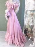 Niulatu A line Pink Long Prom Dresses HZ1110