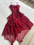 Niulatu Birthday High Low Spaghetti Straps Burgundy Chiffon Homecoming Dresses Short Party Dress HZ1110