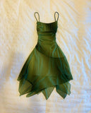 Niulatu Birthday High Low Spaghetti Straps Green Chiffon Homecoming Dresses Short Party Dress HZ1110