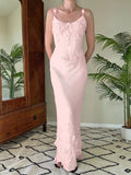 Niulatu Mermaid Spaghetti Straps Satin Lace Prom Dresses Long Evening Dress HZ1110