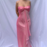 Niulatu A line Halter Sleeveless Pink Chiffon Prom Dresses Long Evening Dress HZ1110