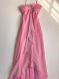 Niulatu A line Halter Sleeveless Pink Chiffon Prom Dresses Long Evening Dress HZ1110
