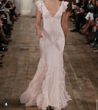 Niulatu Mermaid V neckline Long Chiffon Prom Dresses Evening Dress HZ1110