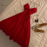 Niulatu Birthday A line Spaghetti Straps Red Homecoming Dresses Knee Length Party Dress HZ1110