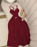 Niulatu A Line Spaghetti Straps Burgundy Long Prom Dresses Evening Dress HZ1110