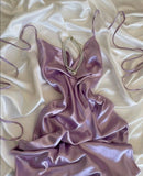 Niulatu A Line Spaghetti Straps Lilac Silk Satin Prom Dresses Long Evening Dress HZ1110