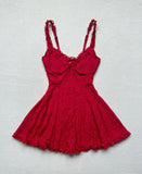 Niulatu Birthday A Line Spaghetti Straps Red Homecoming Dresses Lace Short Mini Party Dress HZ1110
