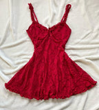 Niulatu Birthday A Line Spaghetti Straps Red Homecoming Dresses Lace Short Mini Party Dress HZ1110