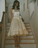 Niulatu 18th Birthday A Line Spaghetti Straps Satin Homecoming Dresses Knee Length Party Dress HZ1110