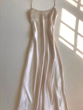 Niulatu A Line Spaghetti Straps Long Silk Satin Prom Dresses Evening Dress HZ1110