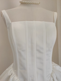 Niulatu A Line Straps White Satin Vacation Dresses Short Birthday Dress SD238