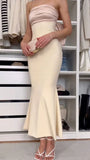 Niulatu Mermaid Strapless Long Satin Prom Dresses Evening Dress HZ1110