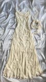 Niulatu Sheath Spaghetti Straps Long Ivory Backless Prom Dresses Evening Dress HZ1110