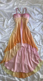 Niulatu High Low Spaghetti Straps Ombre Chiffon Long Prom Dress HZ1110