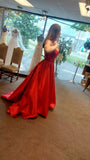 Niulatu Ball Gown Spaghetti Straps Red Backless Long Prom Dresses Evening Dress HZ1110
