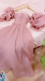 Niulatu A Line Off The Shoulder Pink Organza Long Prom Dresses Evening Dress HZ1110