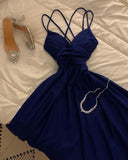 Niulatu A Line Spaghetti Straps Royal Blue Prom Dresses Evening Dress HZ1110