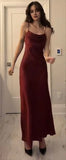 Niulatu A Line Straps Sleeveless Burgundy Long Prom Dresses Evening Dress HZ1110
