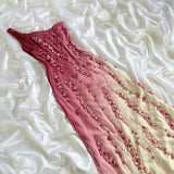 Niulatu Sheath One Shoulder Chiffon Ombre Pink Floor Length Prom Dresses Evening Dress HZ1110