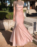 Niulatu Spaghetti Straps Sleeveless Ruffles Pink Prom Dresses HZ1110