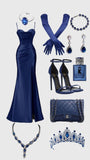Niulatu Mermaid Spaghetti Straps Royal Blue Satin Slit Long Party Dress Prom Dress HZ1110