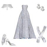 Niulatu Ball Gown Strapless Light Sky Blue Lace Long Prom Dresses Evening Dress HZ1110