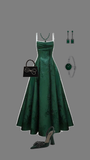Niulatu A line Dark Green Satin Long Prom Dresses Backless Party Dress HZ1110