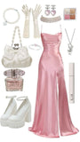 Niulatu Mermaid Pink Spaghetti Straps Long Prom Dress with Split HZ1110