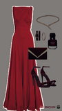 Niulatu A Line Sleeveless Chiffon Red Long Prom Dresses Evening Dress HZ1110
