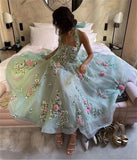 Niulatu Ball Gown Halter Light Blue Tulle Lace Prom Dresses Evening Dress HZ1110