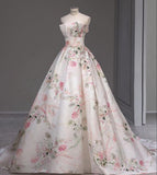Niulatu Ball Gown Strapless Tulle Long Floral Pink Floor Length Prom Dresses Sweet 16 Dresses HZ1110