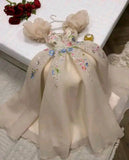 Niulatu A Line Sweetheart Neckline Champagne Lace Appliques Long Prom Dresses Party Dress HZ1110