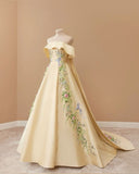 Niulatu Ball Gown Strapless Floral Satin Long Prom Dresses With Lace Party Dress HZ1110