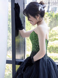 Niulatu Ball Gown Sweetheart Tulle Long Black Ruffles Prom Dresses Sweet 16 Dresses HZ1110