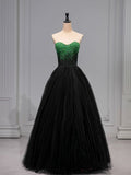 Niulatu Ball Gown Sweetheart Tulle Long Black Ruffles Prom Dresses Sweet 16 Dresses HZ1110