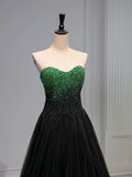 Niulatu Ball Gown Sweetheart Tulle Long Black Ruffles Prom Dresses Sweet 16 Dresses HZ1110