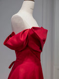 Niulatu A line Off The Shoulder Red Satin Party Dress Prom Dresses Evening Dress HZ1110