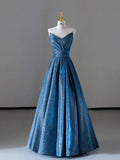 Niulatu A line Sweetheart Blue Sequin Party Dress Prom Dresses Evening Dress HZ1110