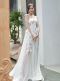 Niulatu Sheath Strapless Sleeveless White Satin Wedding Dresses With Ruffles HZ1110