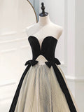 Niulatu Ball Gown Strapless Tulle Layers Long Champagne Ruffles Prom Dresses Sweet 16 Dresses With Gloves HZ1110
