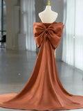 Niulatu Mermaid Sweetheart Satin Evening Dress Long Prom Dresses Party Dress With Bow HZ1110