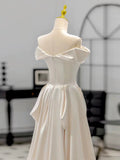 Niulatu Mermaid Strapless Short Sleeves White Satin Wedding Dresses With Ruffles HZ1110