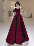 Niulatu Ball Gown Off The Shoulder Red Tulle Long Prom Dresses Evening Dress HZ1110