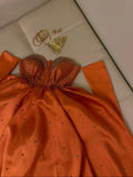 Niulatu A line Sweetheart Long Sleeves Orange Long Satin Party Dress Prom Dresses Evening Dress HZ1110