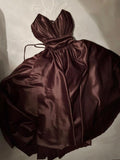 Niulatu A Line Spaghetti Straps Brown Pleated Party Dress Prom Dresses Evening Dress HZ1110