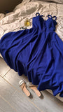 Niulatu A Line Spaghetti Straps Royal Blue Pleated Party Dress Prom Dresses Evening Dress HZ1110