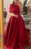 Niulatu A line One Shoulder Half Sleeves Red Long Party Dress Prom Dresses Evening Dress HZ1110