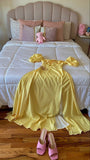 Niulatu A line Off The Shoulder Yellow Satin Long Party Dress Prom Dresses Evening Dress HZ1110
