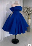 Niulatu Ball Gown Off The Shoulder Satin Royal Blue Short Homecoming Dress Birthday Dresses HZ1110