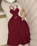 Niulatu A-Line Spaghetti Straps Red Long Prom Dress Evening Dresses HZ1110